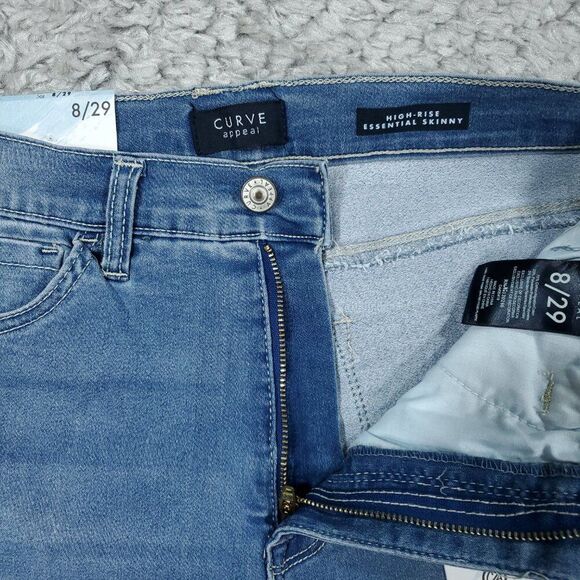 Curve Appeal High Rise Essential Skinny Jeans Stretch Medium Wash Blue Size 8 29 - Picture 5 of 8